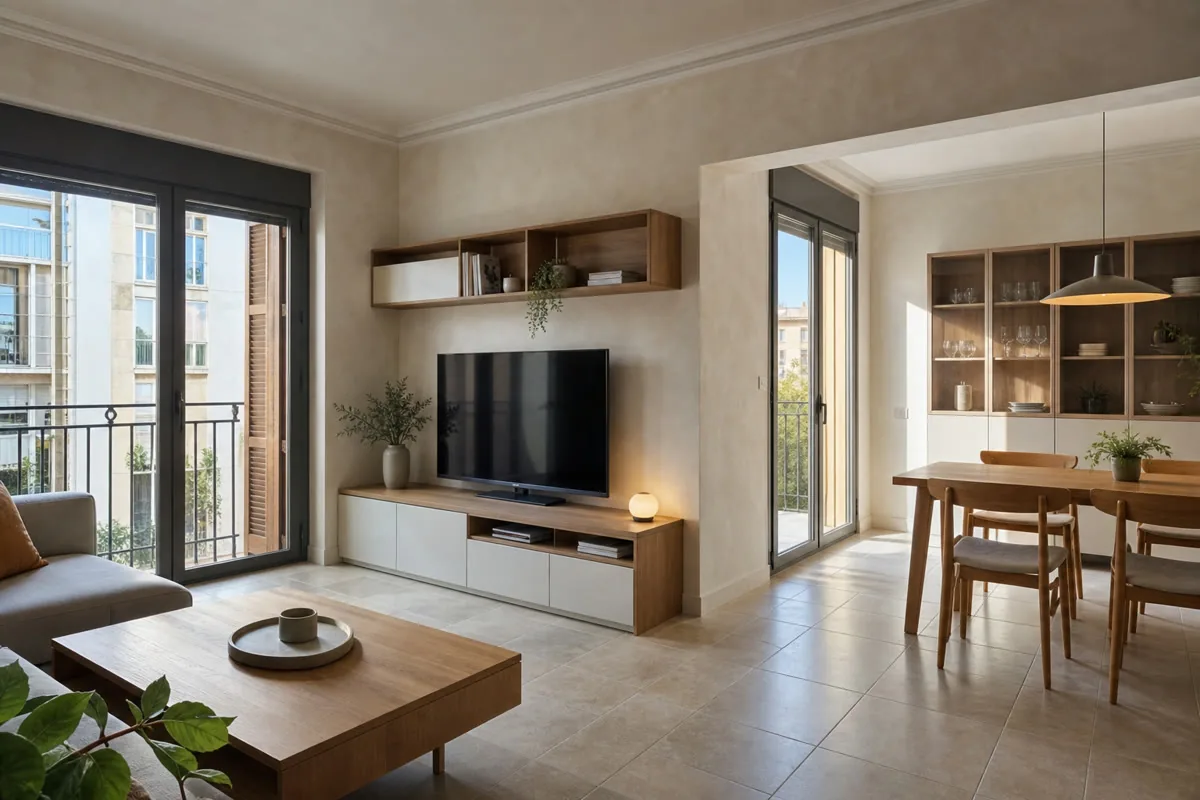 Visualización orientativa de vitrinas a medida para salón y comedor en Altea